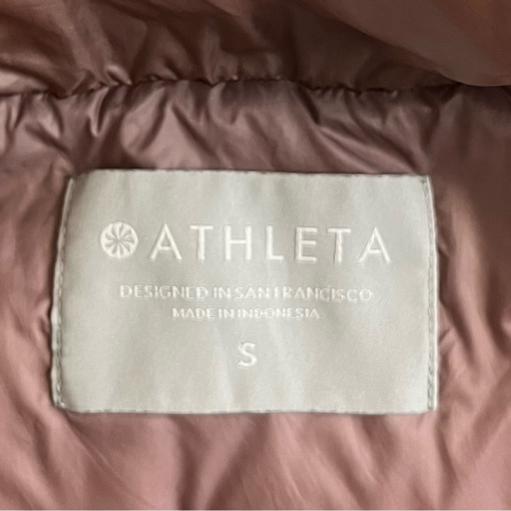 Athleta Lofty Down Puffer Vest Dogwood Mauve Hooded - Picture 14 of 16